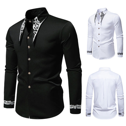 Elegant long sleeve shirt for men with an eye-catching collar pattern Lune London