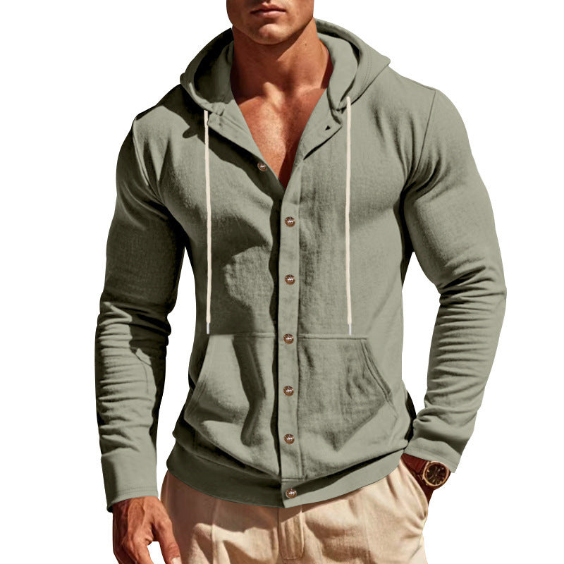 Men's hoodie with button placket and practical pockets Lune London