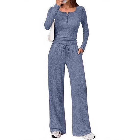 Women's loungewear set with a long sleeve top and wide pants Lune London