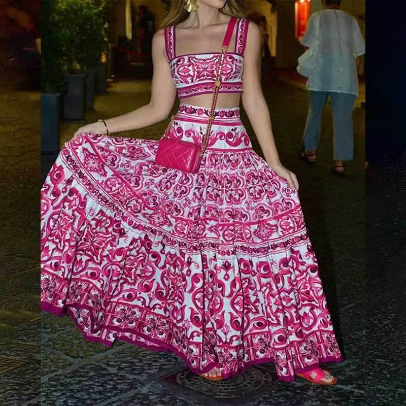 Ensemble femme deux pièces avec imprimé floral et jupe évasée Chic & Stil