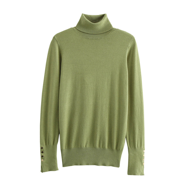 Ladies' turtleneck sweater with elegant button details Lune London