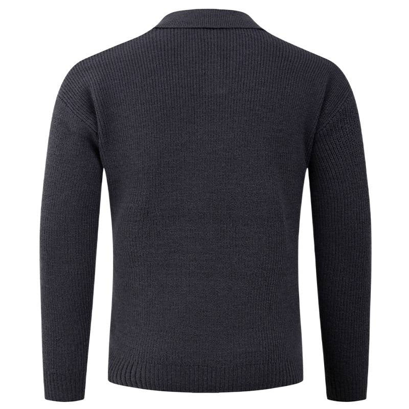 Men's knitted sweater with classic collar and textured look Lune London