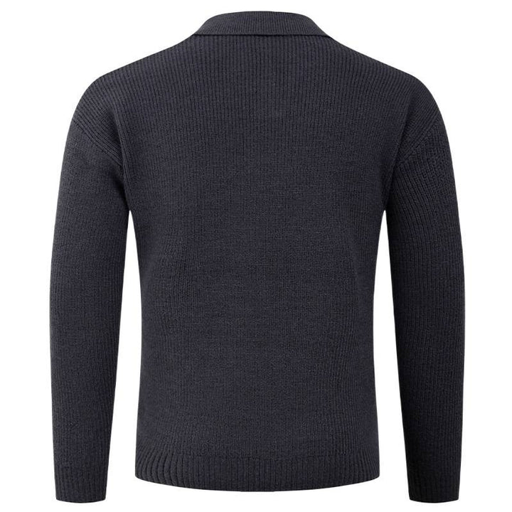 Men's knitted sweater with classic collar and textured look Lune London