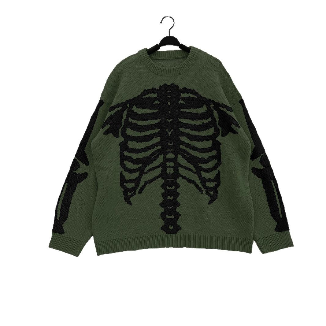 Ladies Oversized Sweater with Chic Skeleton Print and Style