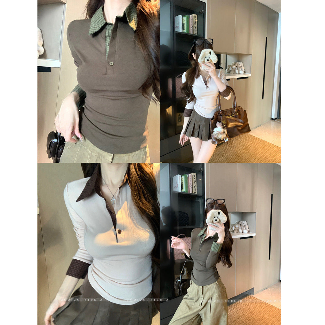 Women's long-sleeve polo shirt with stylish collar and button details Chic & Stil