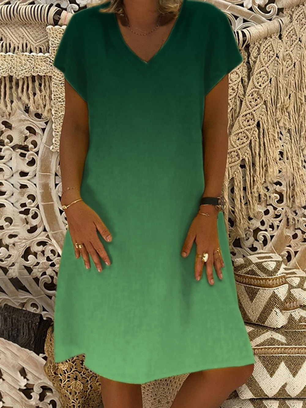Ladies leisure V neck shift dress Lune London