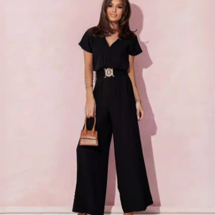 Ladies elegant jumpsuit with belt detail Lune London