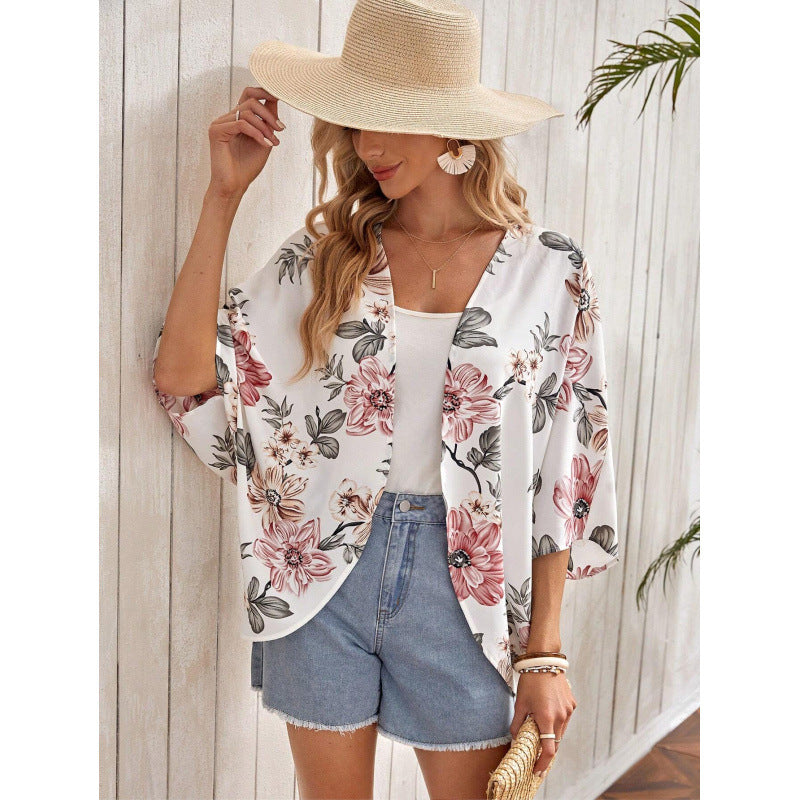 Women's kimono jacket with floral details and relaxed fit Lune London