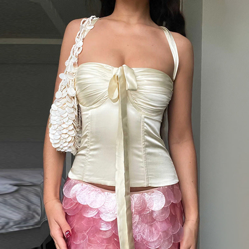 Ladies Satin Halterneck Top Lune London