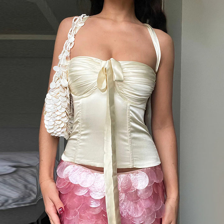 Ladies Satin Halterneck Top Lune London