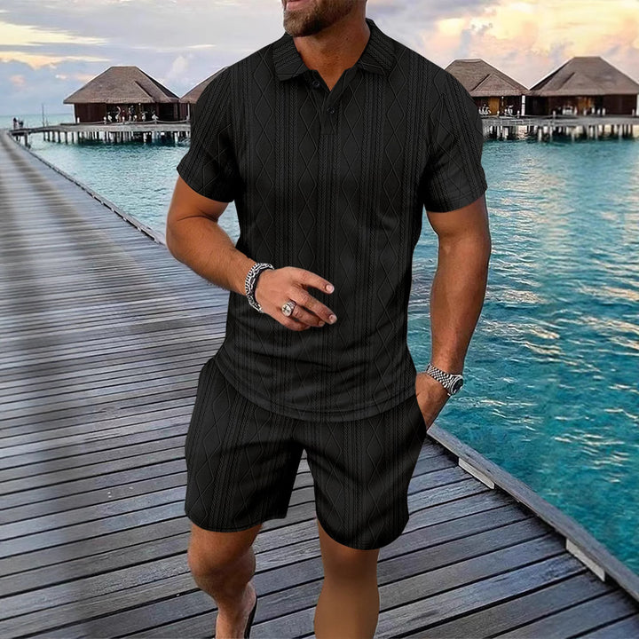 Men's Structured Knit Polo Set and Chic Shorts