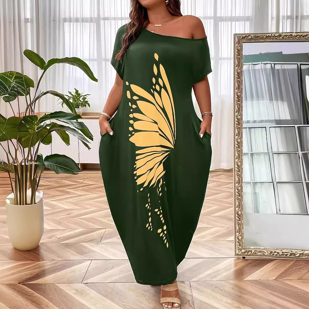 Maxi dress for women with elegant butterfly pattern Lune London