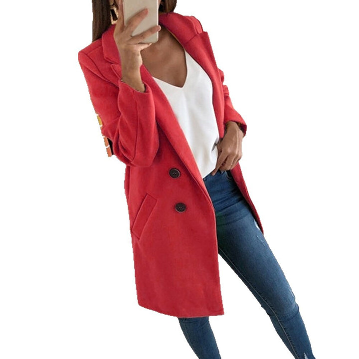 Blazer long élégant et chaud pour femmes avec patte de boutonnage double Chic & Stil