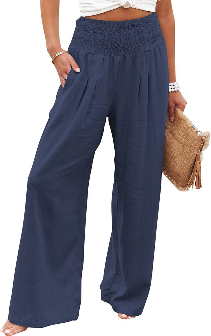 Pantalon Palazzo décontracté pour femmes avec taille élastique et poches latérales Chic & Stil