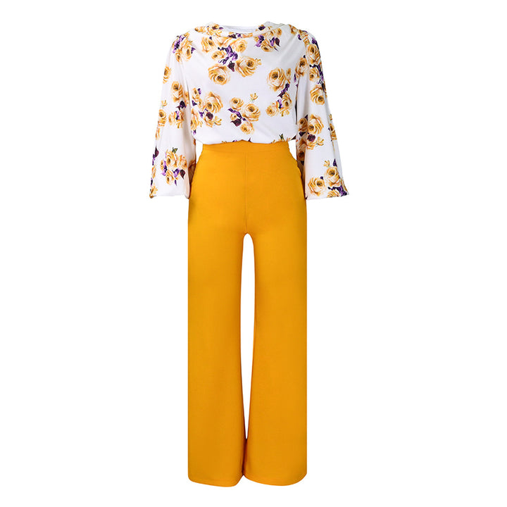 Women's jumpsuit with floral top and wide pants Lune London