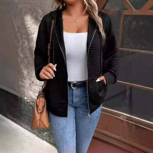 Quilted jacket for women with hood and zipper Lune London