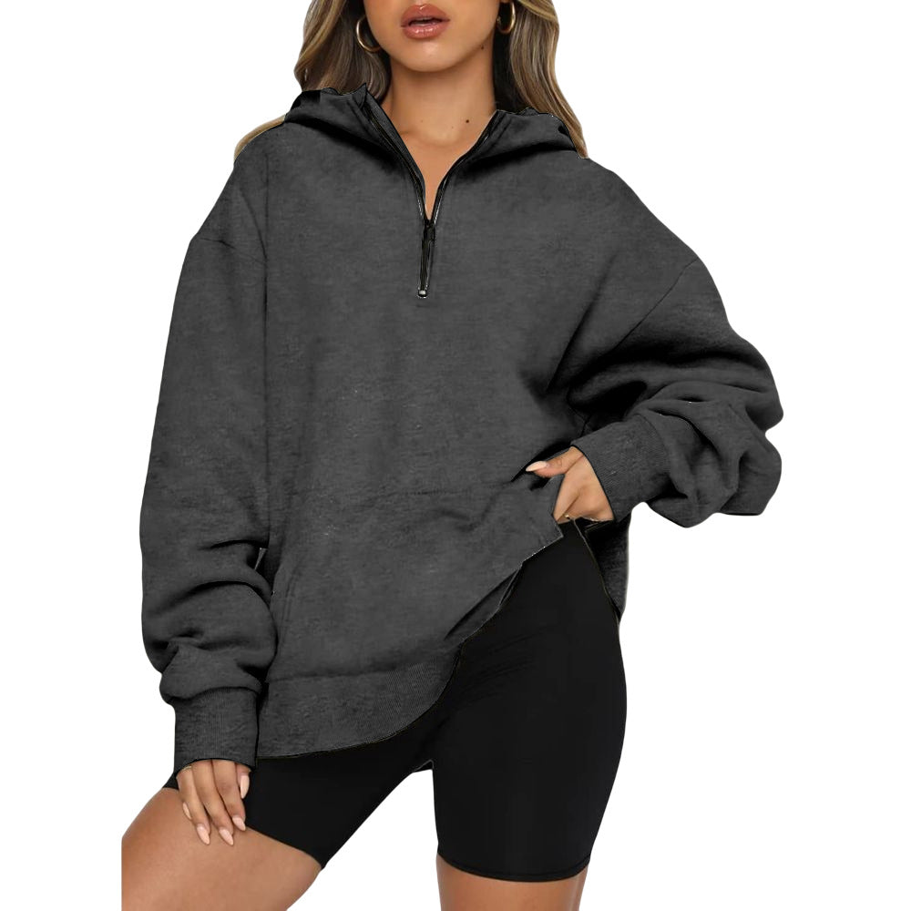 Oversized hoodie for women with half-zip Lune London