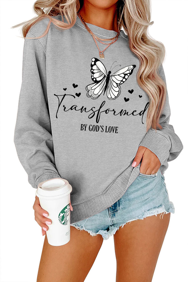 Sweatshirt pour femmes avec motif de papillon artistique et slogan inspirant Chic & Stil