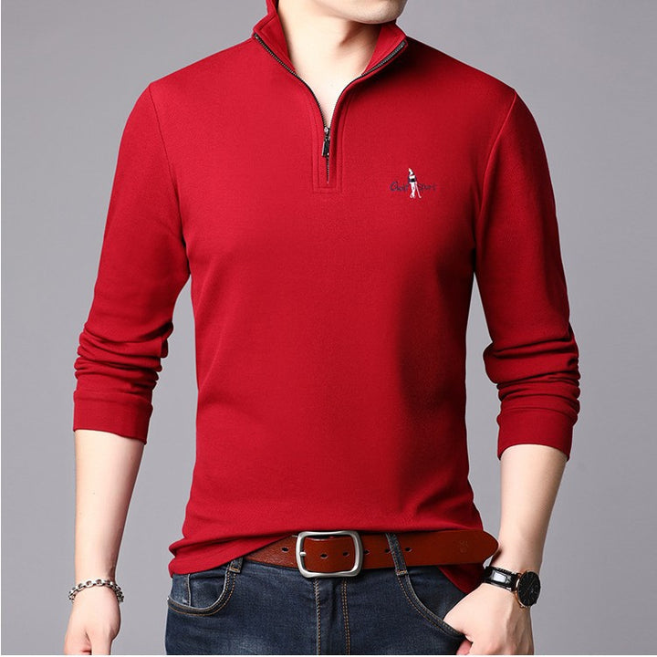 Men's high collar pullover with modern zipper and fine texture Lune London
