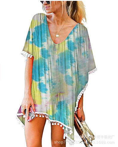 Tunique de plage pour femmes avec design floral et style poncho Chic & Stil