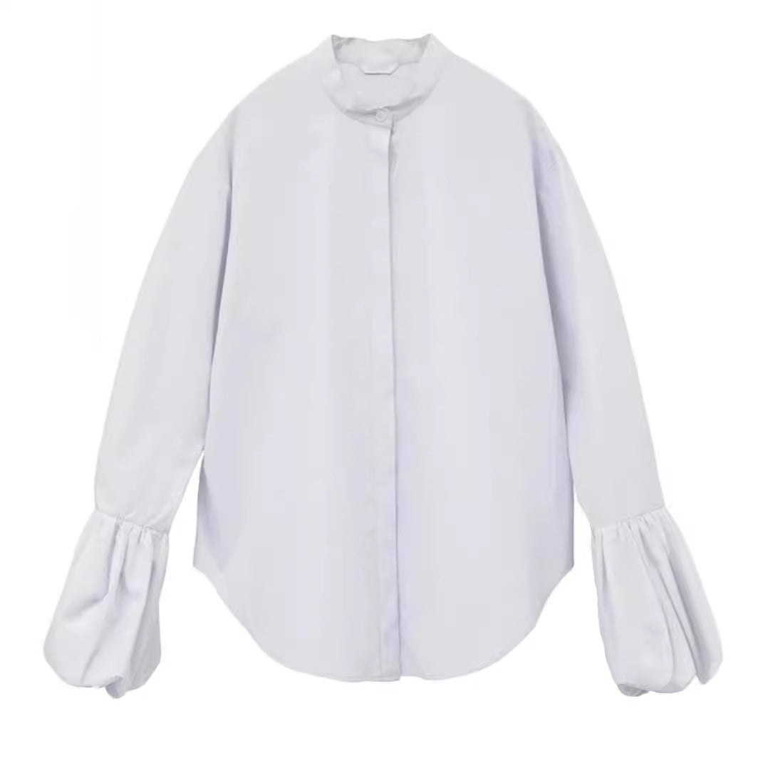 Blouse Élégante Femme avec Manches Volumineuses et Col Montant Chic & Stil