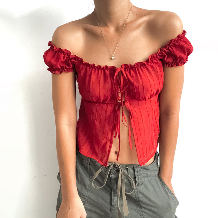 Women Structured Crop Top Off-Shoulder Lune London
