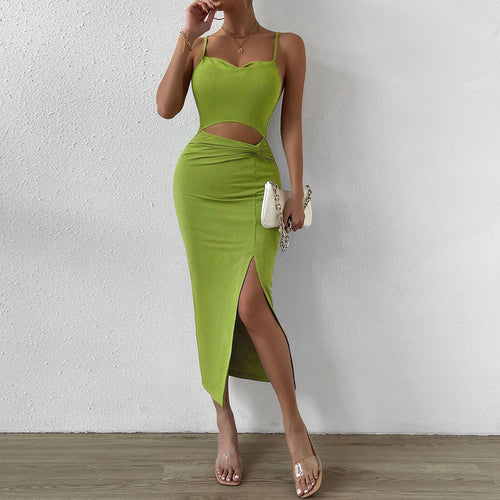 Robe maxi découpée pour femme avec décolleté en V élégant et fente haute Chic & Stil