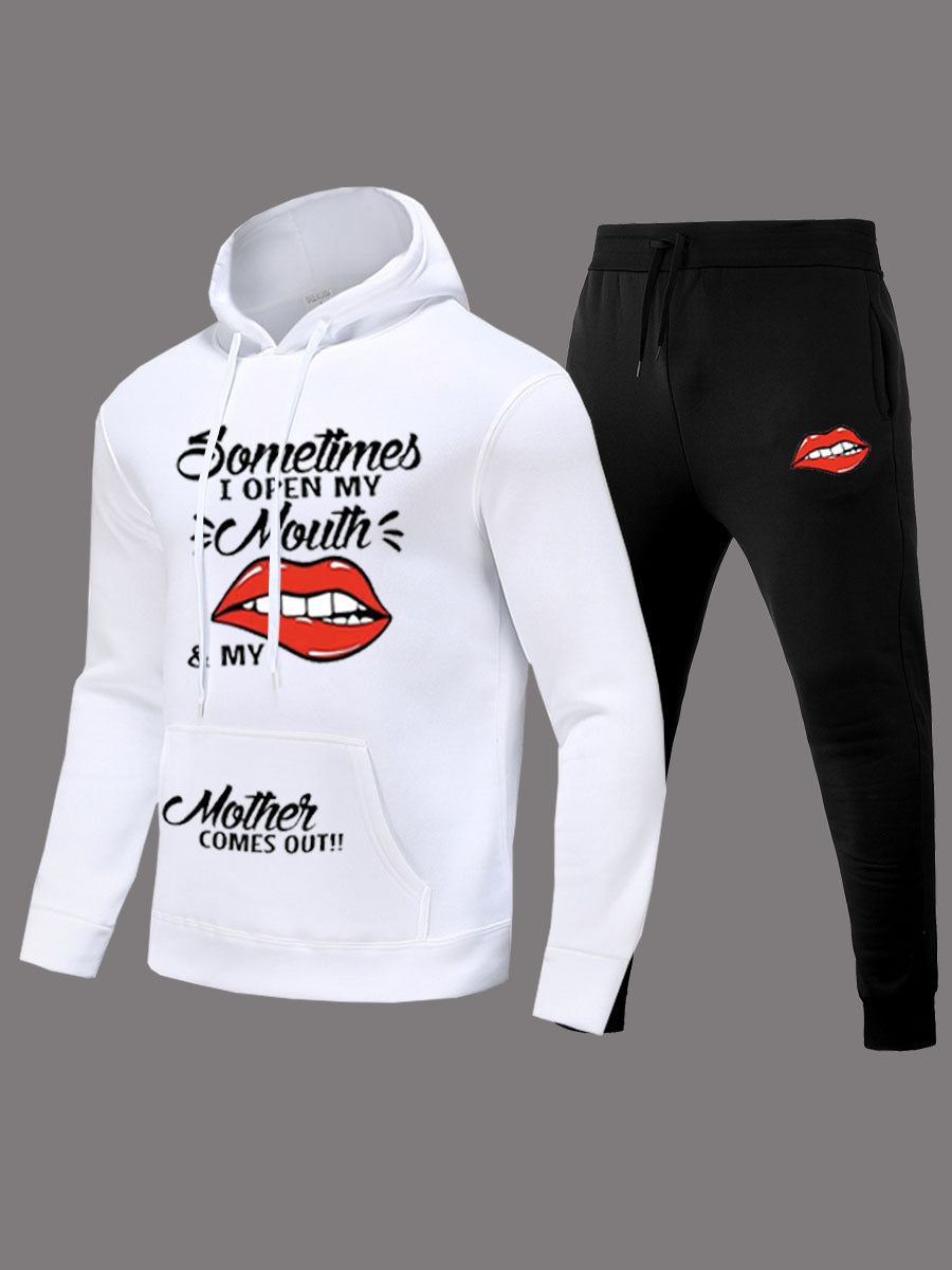 Women's hoodie and jogging set with creative lips pattern Lune London