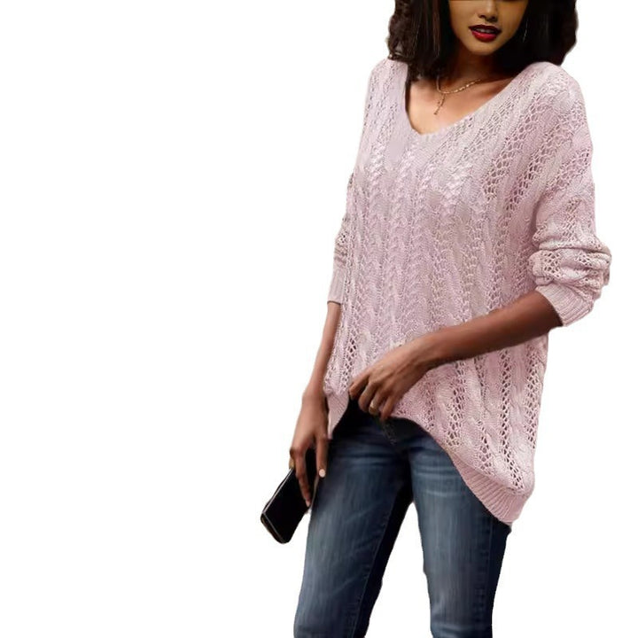 Ladies elegant knit sweater with transparent hole pattern Lune London