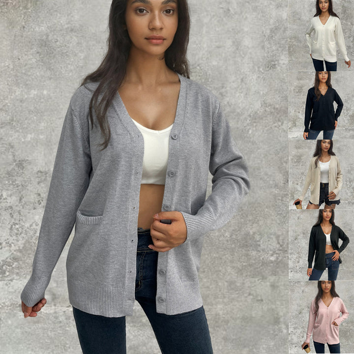Women’s knit jacket with button closure and practical pockets Lune London