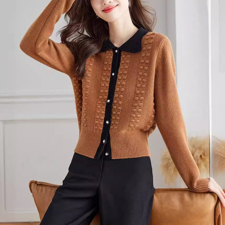 Knit jacket for women with elegant collar and button detail Lune London