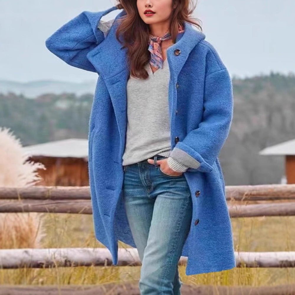 Oversized casual women's fleece coat with practical pockets Lune London