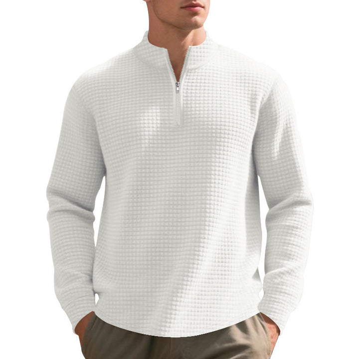 Functional pullover for men with half-zip and refined structured design Lune London