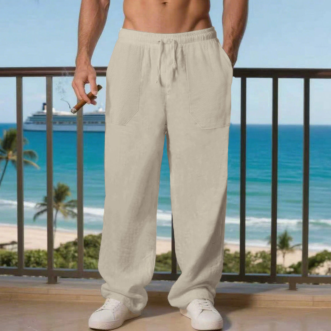 Comfortable beach pants for men with side pockets and elastic waistband Lune London