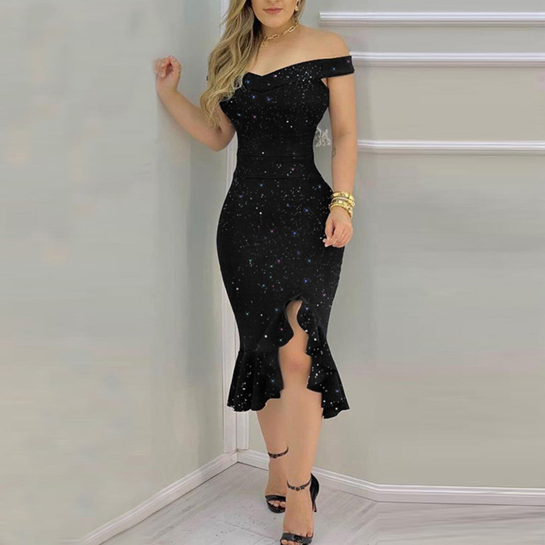 Lune London Off-Shoulder Ruffle Bodycon Dress for Women