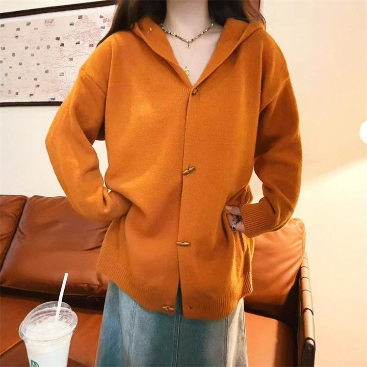 Ladies elegant vest with hood and decorative buttons Lune London