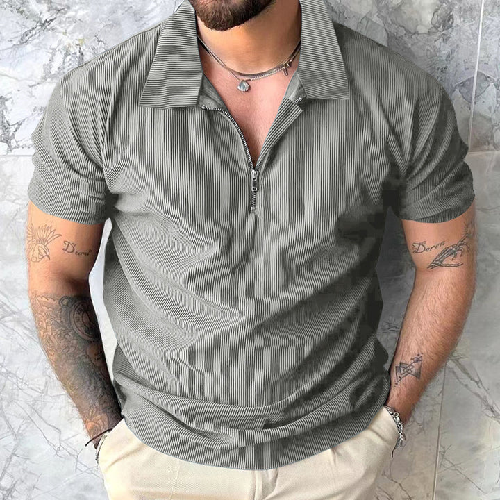 Men's polo T-shirt with modern zip closure and structured design Lune London
