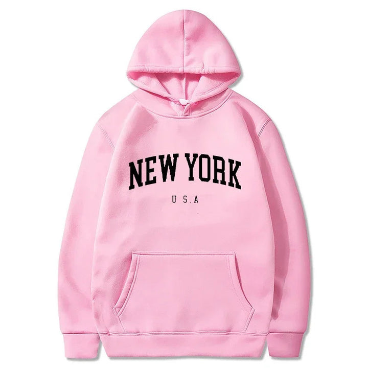 Women's hoodie with fashionable New York print and comfortable fit Lune London