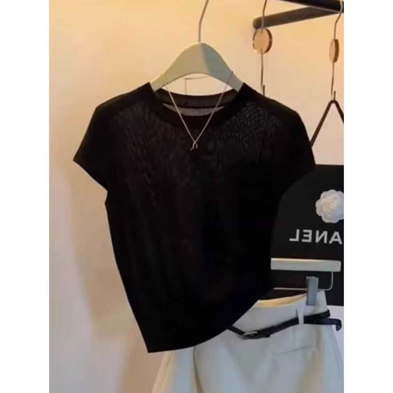 Chemise Tricotée à Manches Courtes Décontractée pour Femmes Chic & Stil