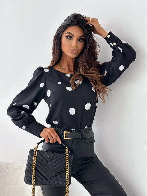 Blouse for women with puff sleeves and polka dots Lune London