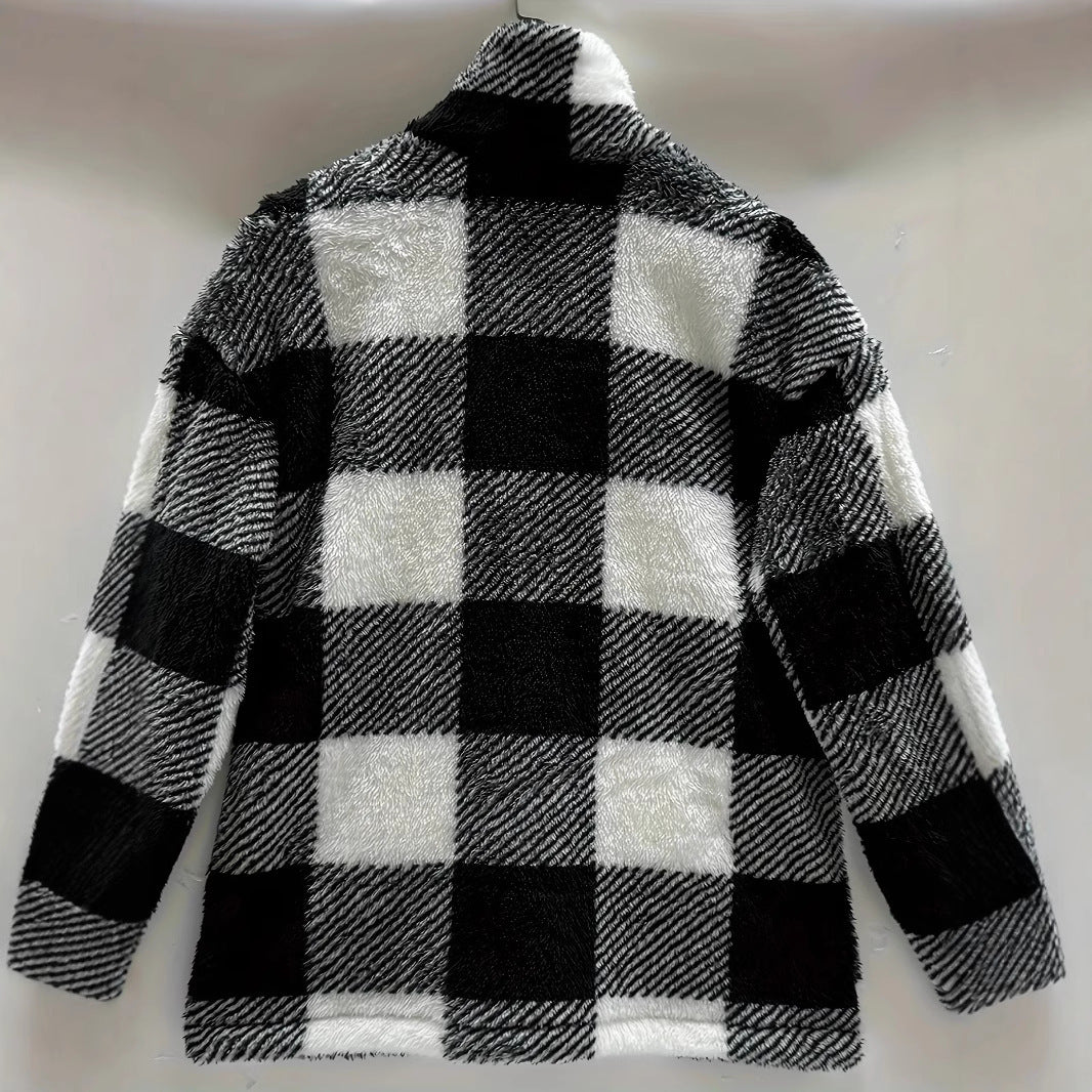Flannel jacket for women with a large check pattern and a soft inner lining Lune London