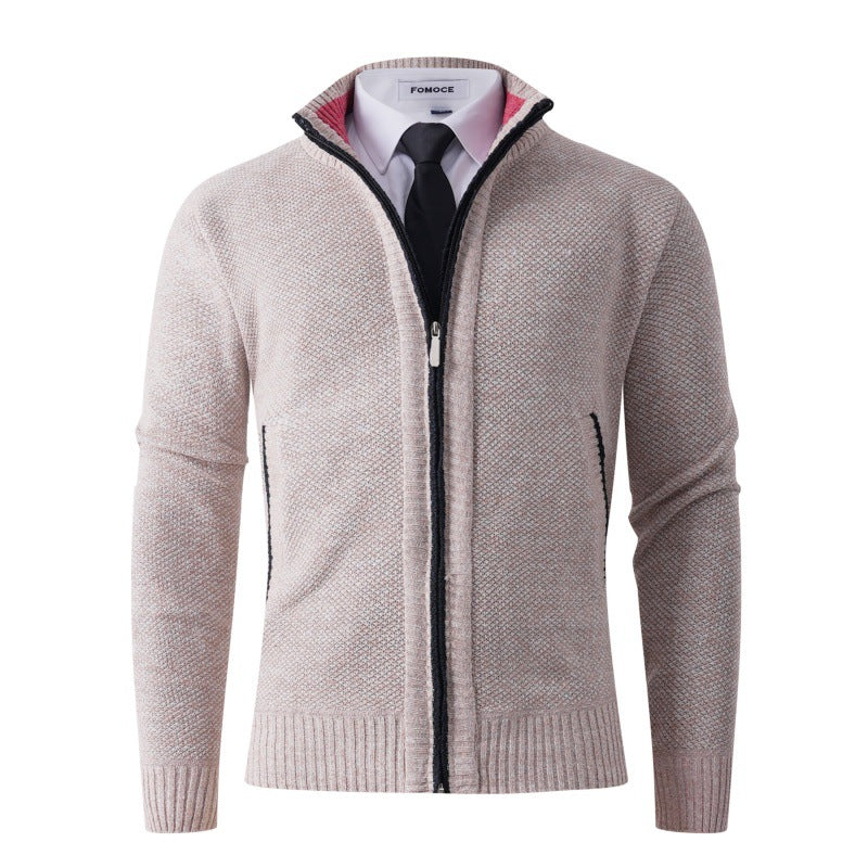 Elegant knitted jacket for men with high collar and practical pockets Lune London