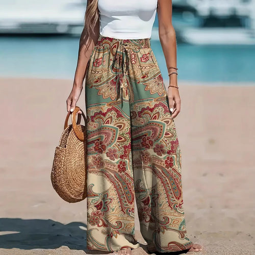 Wide pants for women with paisley pattern Lune London