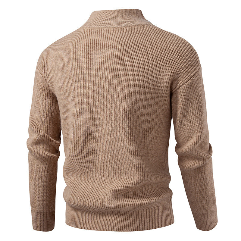 Men's knitted jacket with high collar and zipper Lune London