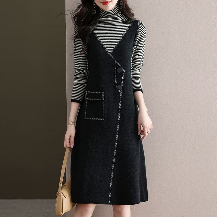 Robe portefeuille pour femmes avec détail de bouton latéral Chic & Stil