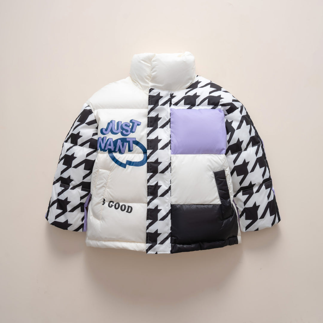 Oversized quilted jacket for women with a trendy patchwork design Lune London