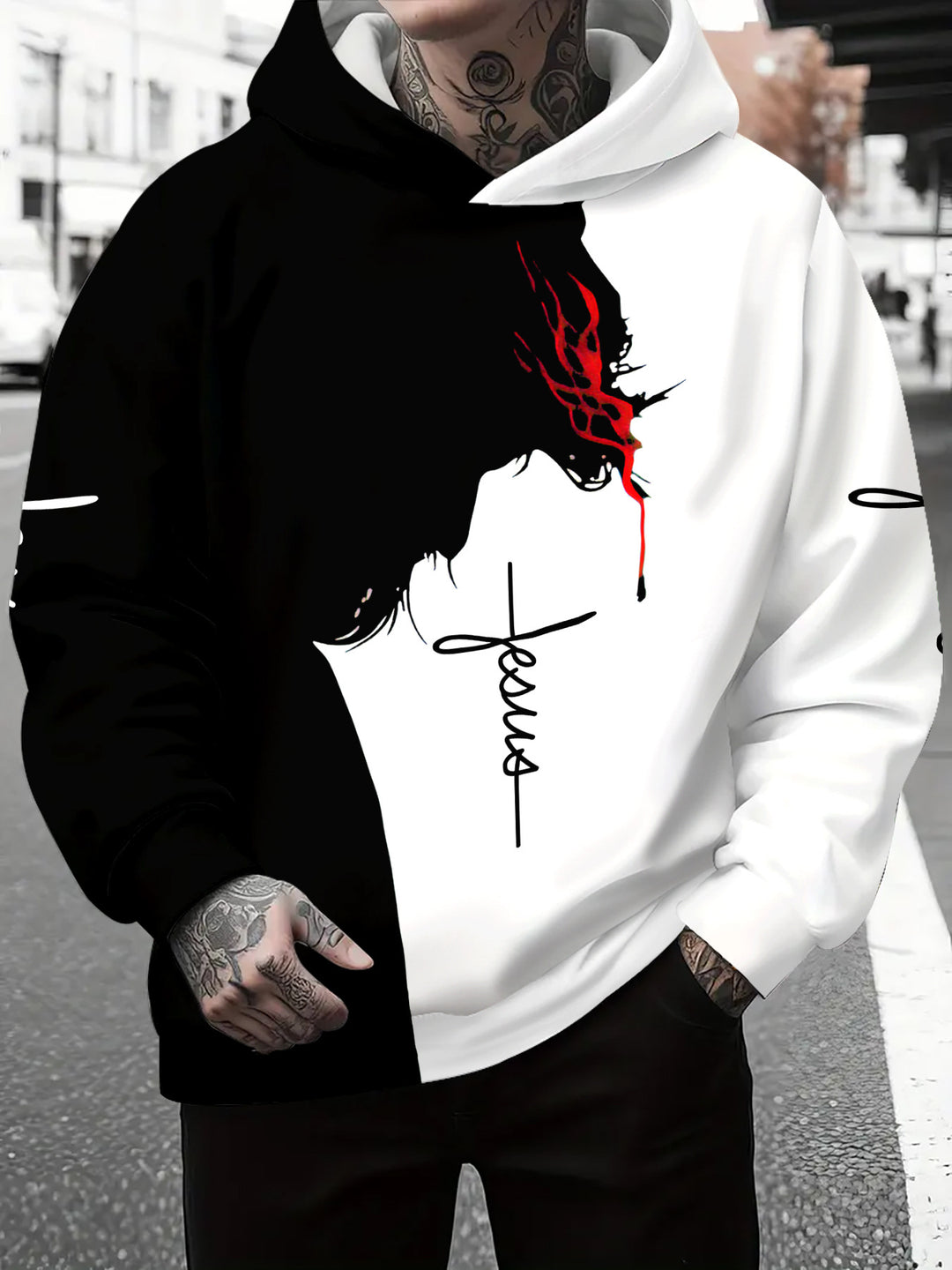Men's hoodie with a subtle gradient of colors and an inspiring inscription Lune London