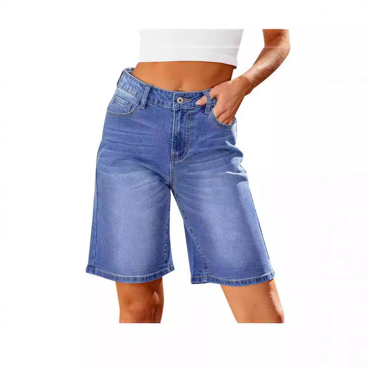 Women's denim shorts with casual cut and casual details Lune London