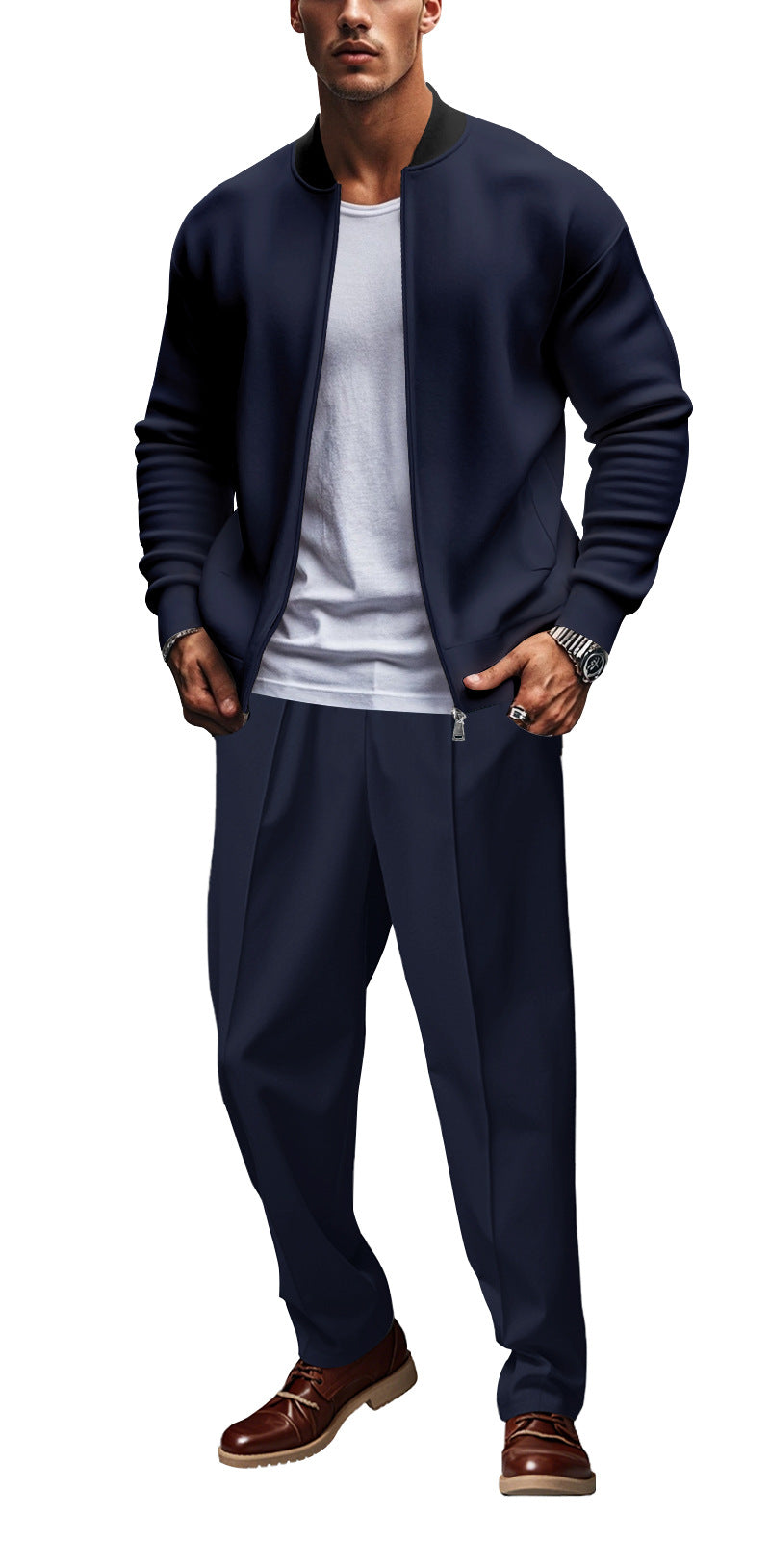 Sporty hoodie jacket for men with zipper and matching training pants Lune London