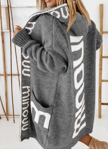 Ladies Oversize Knit Coat with Practical Pocket Design Lune London